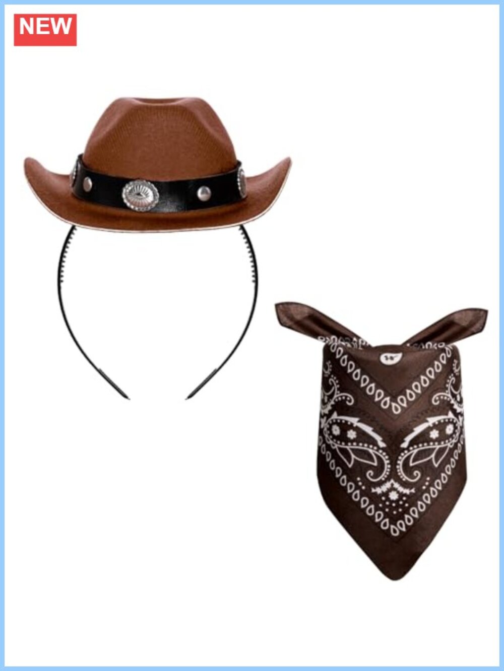 Mini Cowboy Hat Headband with Bandana Western Cowgirl Party Costume Accessory